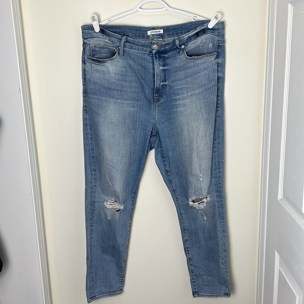 Good American Good Legs Distressed Skinny Jeans Size 18